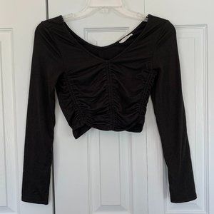 Long sleeve black half-top - size S